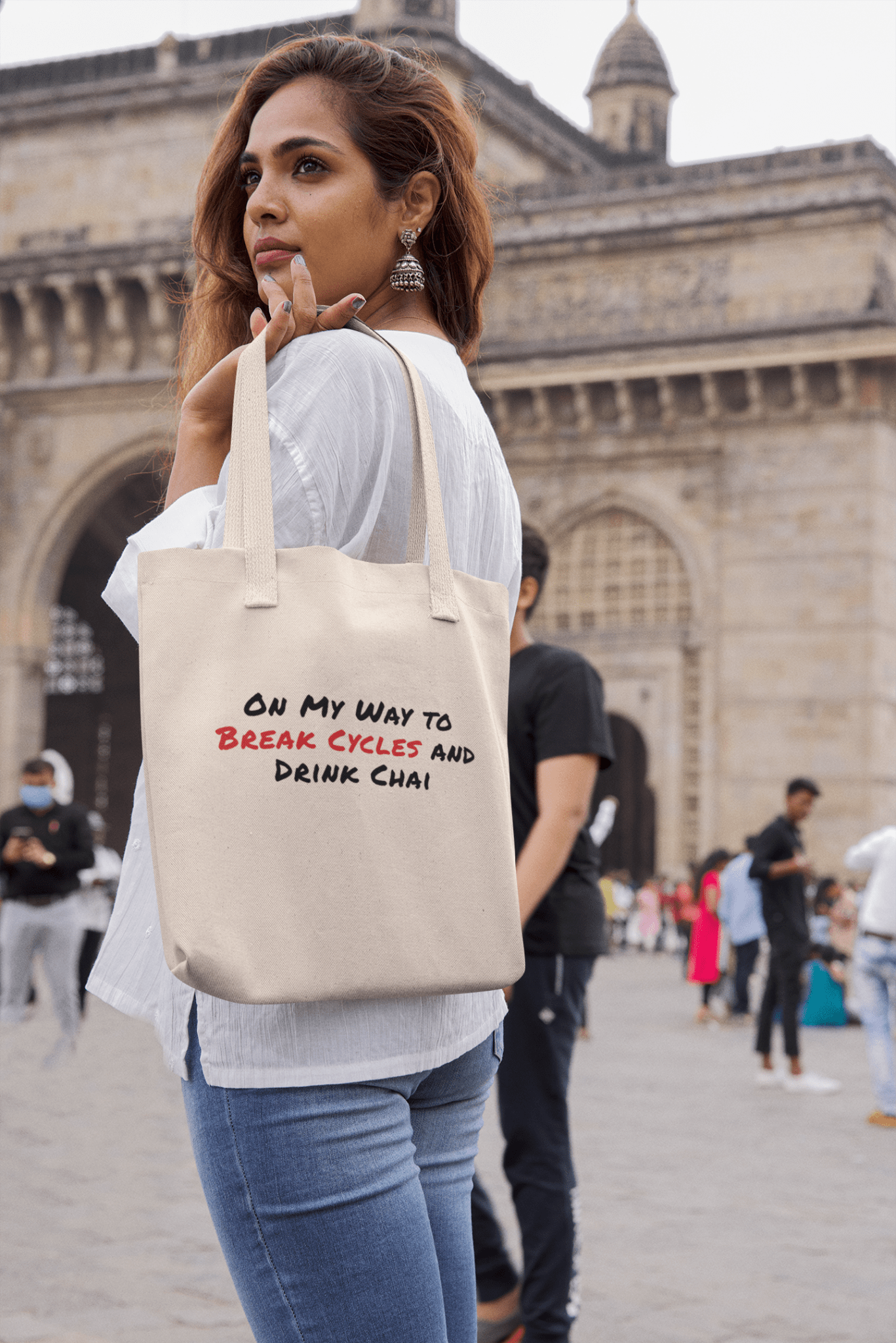 On My Way To Break Cycles And Drink Chai Tote Bag - One Size - The Kaleshi Collective