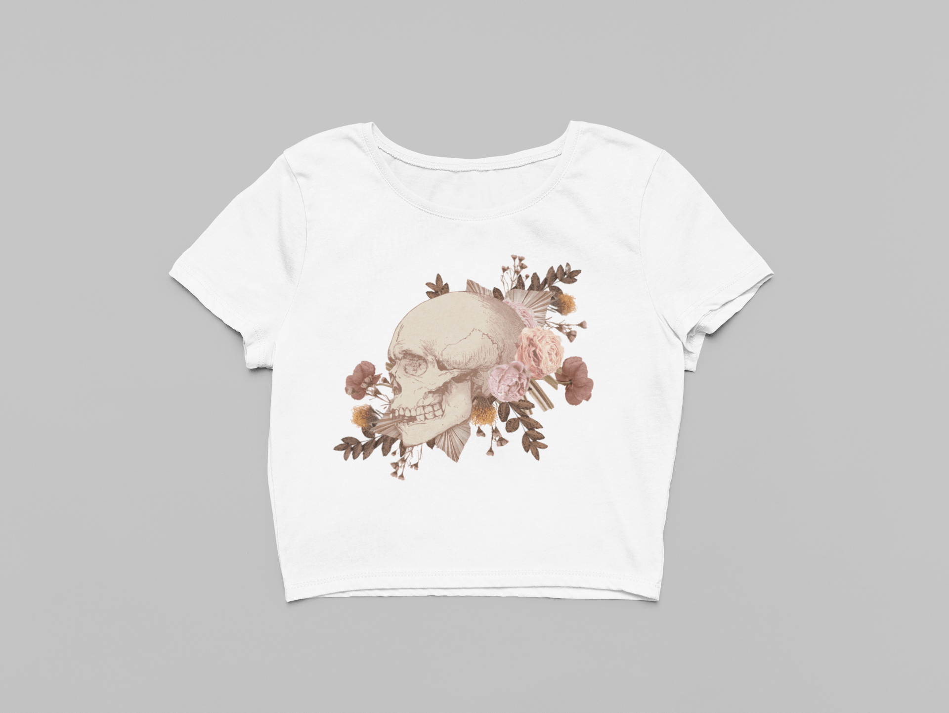 Skull Flowers Crop Top - The Kaleshi Collective
